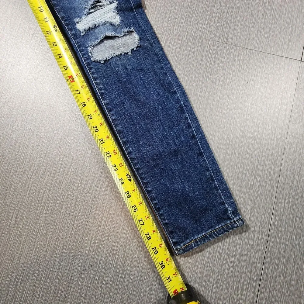 Levi’s 721 High Rise Skinny Stretch Distressed Dark Wash Jeans Womens Size 27 - Picture 11 of 12